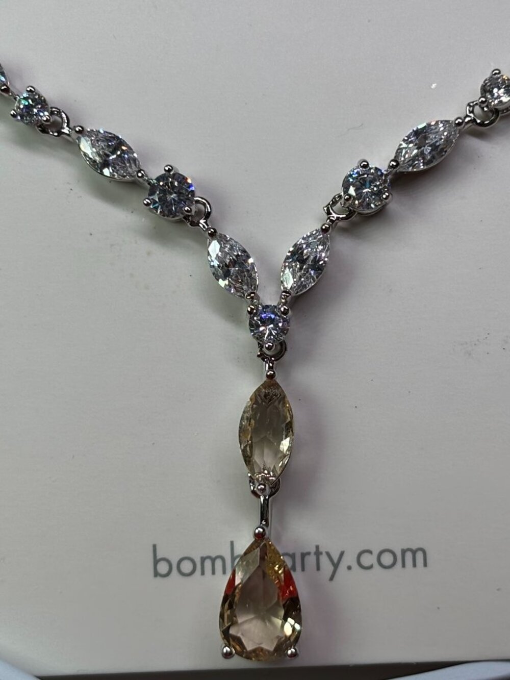Bomb Party "Write Me In The Stars" Peach Topaz Luxury Drop Necklace RBP3453